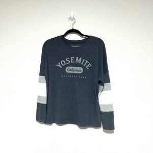 Camp David Blue Varsity Style Yosemite California Long Sleeve Top, Size Medium